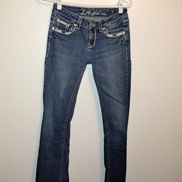 L.a.Idol USA Flap Pocket Embroidered Rhinestone Jeans - Picture 10 of 14